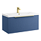 Venice Fluted 800mm Blue Vanity Unit - Wall Hung Single Drawer Unit with Brushed Brass Handle