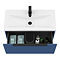 Venice Fluted 800mm Blue Vanity Unit - Wall Hung Single Drawer Unit with Matt Black Handle