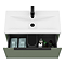 Venice Fluted 800mm Green Vanity Unit - Wall Hung Single Drawer Unit with Matt Black Handle