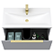 Venice Fluted 800mm Grey Vanity Unit - Wall Hung Single Drawer Unit with Brushed Brass Handle