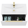 Venice Fluted 800mm White Vanity Unit - Wall Hung Single Drawer Unit with Brushed Brass Handle