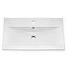 Venice Fluted 800mm White Vanity Unit - Wall Hung Single Drawer Unit with Chrome Handle  Profile Large Image