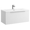 Venice Fluted 800mm White Vanity Unit - Wall Hung Single Drawer Unit with Chrome Handle