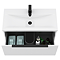 Venice Fluted 800mm White Vanity Unit - Wall Hung Single Drawer Unit with Matt Black Handle