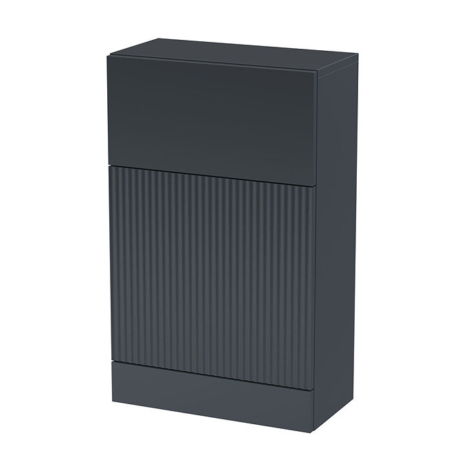 Venice Fluted Anthracite Complete Toilet Unit with Pan, Cistern + Matt Black Flush