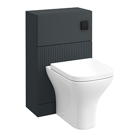 Venice Fluted Anthracite Complete Toilet Unit with Pan, Cistern + Matt Black Flush