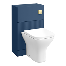 Venice Fluted Blue Complete Toilet Unit with Pan, Cistern + Brushed Brass Flush