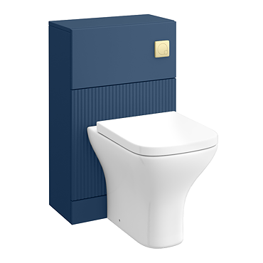 Venice Fluted Blue Complete Toilet Unit with Pan, Cistern + Brushed Brass Flush