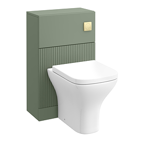 Venice Fluted Green Complete Toilet Unit with Pan, Cistern + Brushed Brass Flush