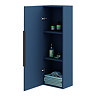 Venice Fluted Wall Hung Tall Storage Cabinet - Satin Blue with Matt Black Handle