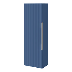 Venice Fluted Wall Hung Tall Storage Cabinet - Satin Blue with Chrome Handle