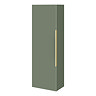 Venice Fluted Wall Hung Tall Storage Cabinet - Satin Green with Brushed Brass Handle