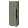 Venice Fluted Wall Hung Tall Storage Cabinet - Satin Green with Matt Black Handle