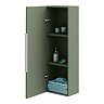 Venice Fluted Wall Hung Tall Storage Cabinet - Satin Green with Chrome Handle