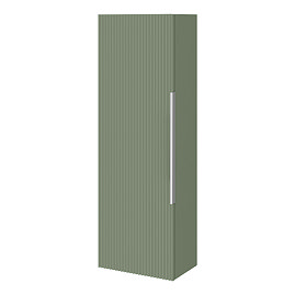 Venice Fluted Wall Hung Tall Storage Cabinet - Satin Green with Chrome Handle