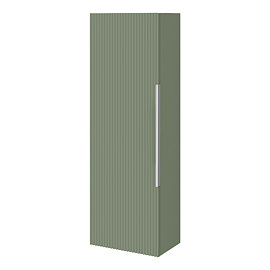 Venice Fluted Wall Hung Tall Storage Cabinet - Satin Green with Chrome Handle