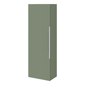 Venice Fluted Wall Hung Tall Storage Cabinet - Satin Green with Chrome Handle