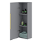 Venice Fluted Wall Hung Tall Storage Cabinet - Satin Grey with Brushed Brass Handle