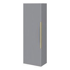 Venice Fluted Wall Hung Tall Storage Cabinet - Satin Grey with Brushed Brass Handle