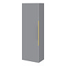 Venice Fluted Wall Hung Tall Storage Cabinet - Satin Grey with Brushed Brass Handle