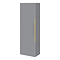 Venice Fluted Wall Hung Tall Storage Cabinet - Satin Grey with Brushed Brass Handle