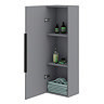 Venice Fluted Wall Hung Tall Storage Cabinet - Satin Grey with Matt Black Handle