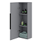 Venice Fluted Wall Hung Tall Storage Cabinet - Satin Grey with Matt Black Handle