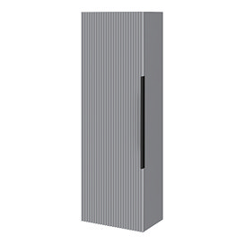 Venice Fluted Wall Hung Tall Storage Cabinet - Satin Grey with Matt Black Handle