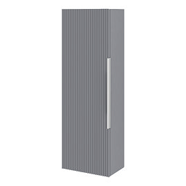 Venice Fluted Wall Hung Tall Storage Cabinet - Satin Grey with Chrome Handle