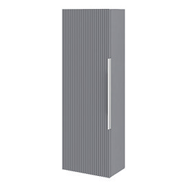 Venice Fluted Wall Hung Tall Storage Cabinet - Satin Grey with Chrome Handle