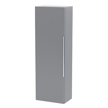 Venice Fluted Wall Hung Tall Storage Cabinet - Grey  Profile Large Image