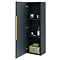 Venice Fluted Wall Hung Tall Storage Cabinet - Satin Anthracite with Brushed Brass Handle