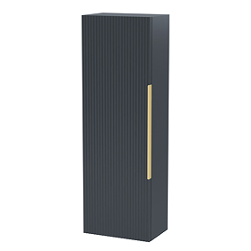 Venice Fluted Wall Hung Tall Storage Cabinet - Satin Anthracite with Brushed Brass Handle