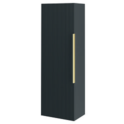 Venice Fluted Wall Hung Tall Storage Cabinet - Satin Anthracite with Brushed Brass Handle