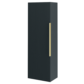 Venice Fluted Wall Hung Tall Storage Cabinet - Satin Anthracite with Brushed Brass Handle