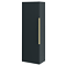Venice Fluted Wall Hung Tall Storage Cabinet - Satin Anthracite with Brushed Brass Handle