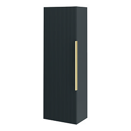 Venice Fluted Wall Hung Tall Storage Cabinet - Satin Anthracite with Brushed Brass Handle