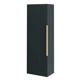 Venice Fluted Wall Hung Tall Storage Cabinet - Satin Anthracite with Brushed Brass Handle