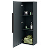 Venice Fluted Wall Hung Tall Storage Cabinet - Satin Anthracite with Matt Black Handle