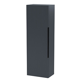 Venice Fluted Wall Hung Tall Storage Cabinet - Satin Anthracite with Matt Black Handle
