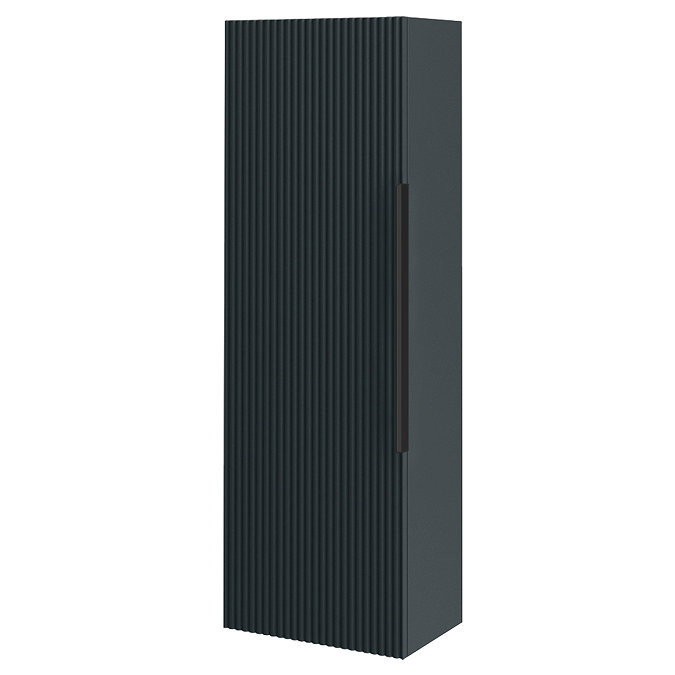 Venice Fluted Wall Hung Tall Storage Cabinet - Satin Anthracite with Matt Black Handle