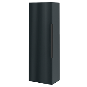 Venice Fluted Wall Hung Tall Storage Cabinet - Satin Anthracite with Matt Black Handle