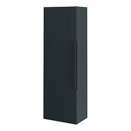 Venice Fluted Wall Hung Tall Storage Cabinet - Satin Anthracite with Matt Black Handle