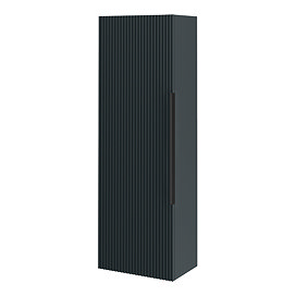 Venice Fluted Wall Hung Tall Storage Cabinet - Satin Anthracite with Matt Black Handle