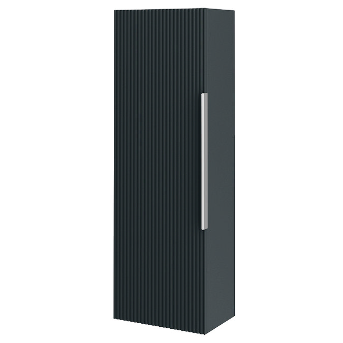 Venice Fluted Wall Hung Tall Storage Cabinet – Satin Anthracite with Chrome Handle