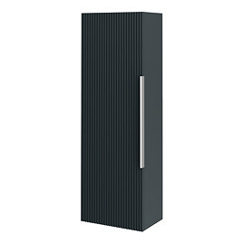 Venice Fluted Wall Hung Tall Storage Cabinet - Satin Anthracite with Chrome Handle