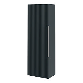 Venice Fluted Wall Hung Tall Storage Cabinet - Satin Anthracite with Chrome Handle