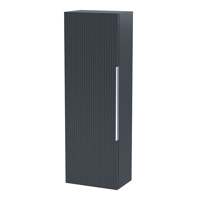 Venice Fluted Wall Hung Tall Storage Cabinet - Satin Anthracite  Large Image
