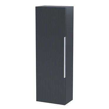 Venice Fluted Wall Hung Tall Storage Cabinet - Satin Anthracite  Profile Large Image
