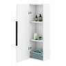 Venice Fluted Wall Hung Tall Storage Cabinet - Satin White with Matt Black Handle
